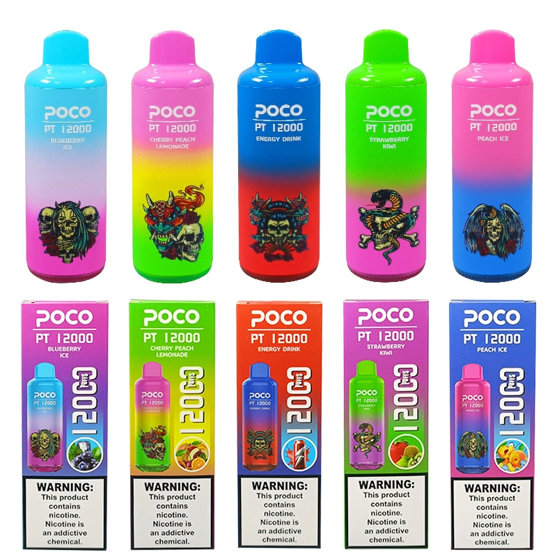 EU USA Warehouse Poco PT12000 Puffs Electronic Cigarette Wholesale Disposable Vape 22 ML Mesh Coil Pod 650mah Rechargeable Vapor Puff 12k Pen