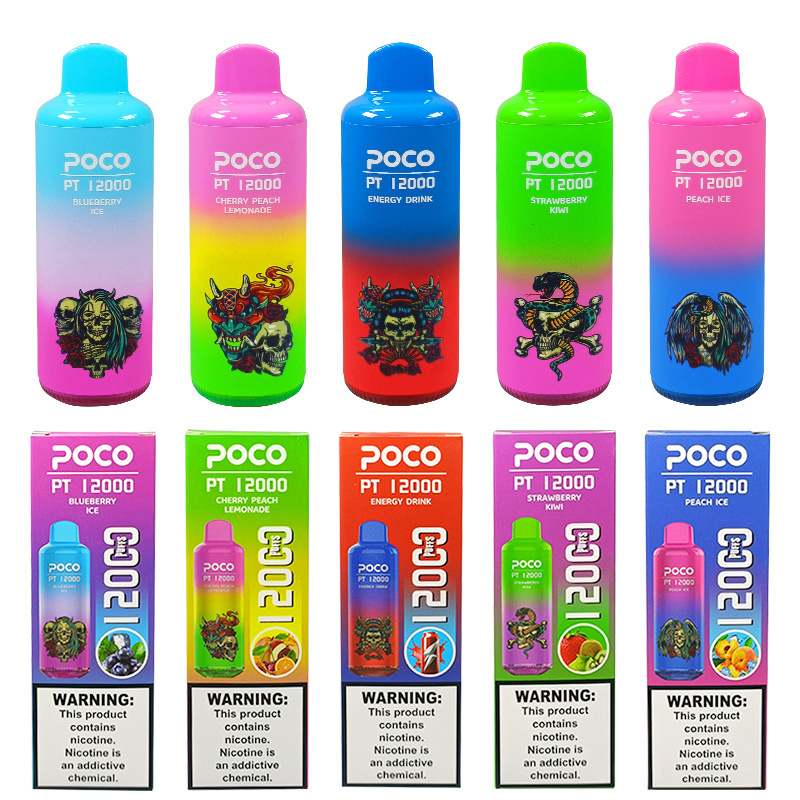 EU USA Warehouse Poco PT12000 Puffs Electronic Cigarette Wholesale Disposable Vape 22 ML Mesh Coil Pod 650mah Rechargeable Vapor Puff 12k Pen