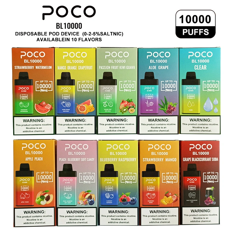 EU USA Warehouse POCO BL10000 Puffs Electronic Cigarette Wholesale Disposable Vape Airflow Adjustable 20ML Mesh Coil Pod 650mah Rechargeable Vaper Pen