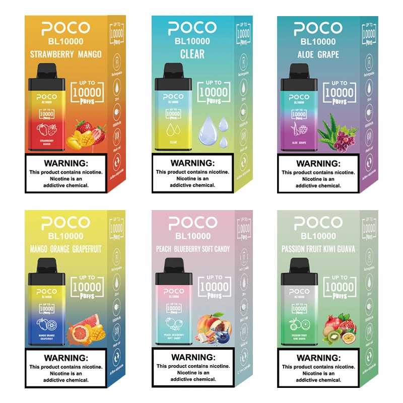 EU USA Warehouse POCO BL10000 Puffs Electronic Cigarette Wholesale Disposable Vape Airflow Adjustable 20ML Mesh Coil Pod 650mah Rechargeable Vaper Pen