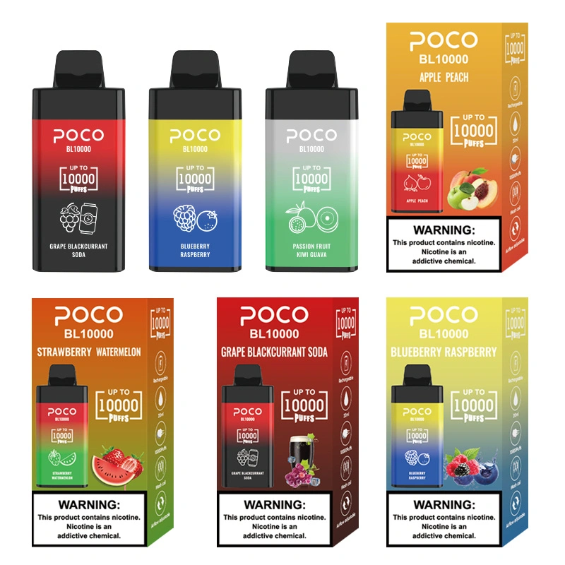 EU USA Warehouse POCO BL10000 Puffs Electronic Cigarette Wholesale Disposable Vape Airflow Adjustable 20ML Mesh Coil Pod 650mah Rechargeable Vaper Pen