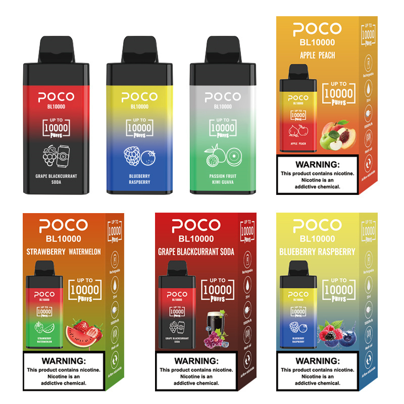 EU USA Warehouse POCO BL10000 Puffs Electronic Cigarette Wholesale Disposable Vape Airflow Adjustable 20ML Mesh Coil Pod 650mah Rechargeable Vaper Pen