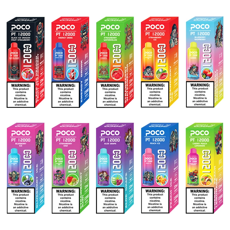 EU USA Warehouse Poco PT12000 Puffs Electronic Cigarette Wholesale Disposable Vape 22 ML Mesh Coil Pod 650mah Rechargeable Vapor Puff 12k Pen