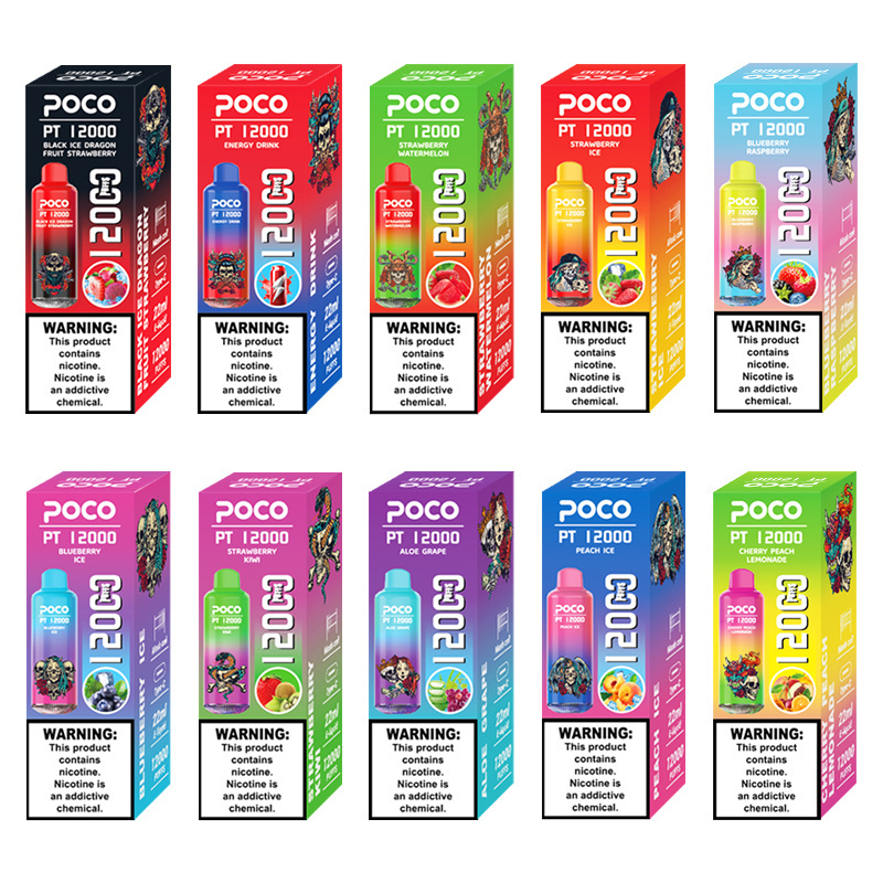 EU USA Warehouse Poco PT12000 Puffs Electronic Cigarette Wholesale Disposable Vape 22 ML Mesh Coil Pod 650mah Rechargeable Vapor Puff 12k Pen