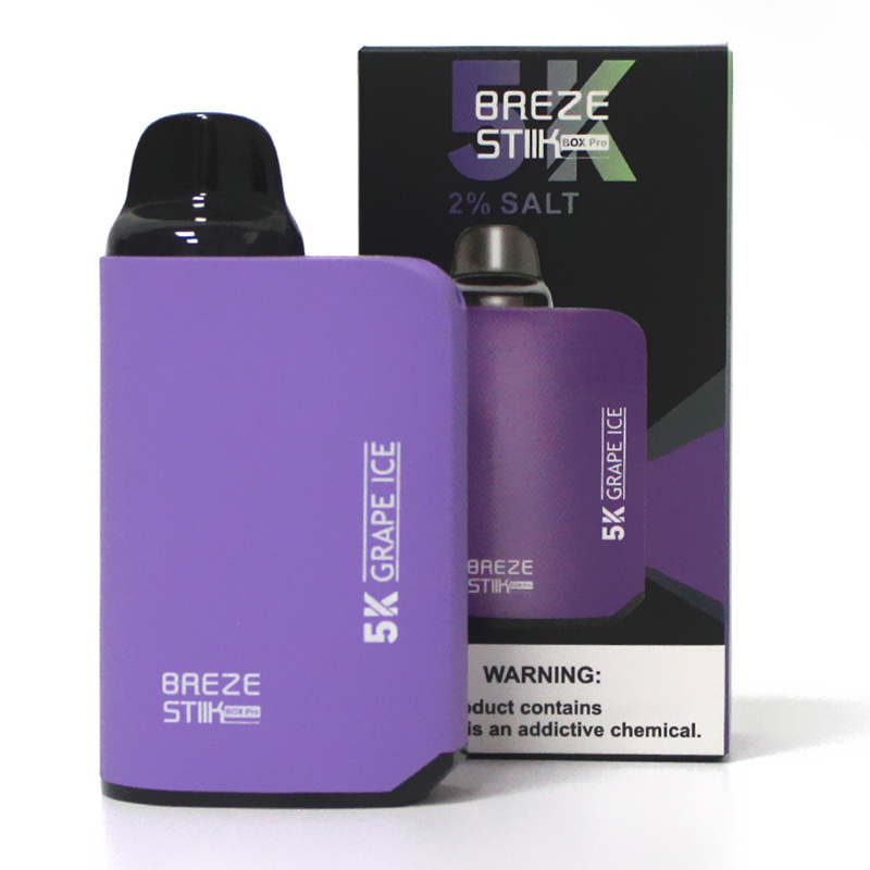 Breze Stiik Box Pro 5000 Puffs Vape Disposable Electronic Cigarettes Puff 5k 2% 5% 12ml Prefilled Pod Mesh Coil  Adjustable Airflow 950mah Rechargeable Battery Pen