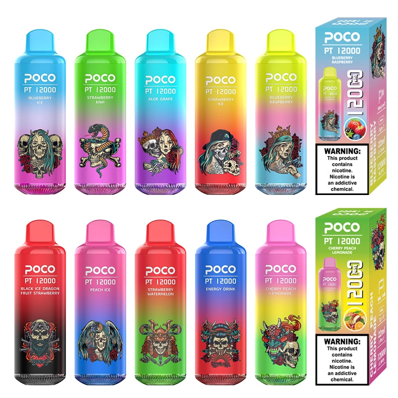 EU USA Warehouse Poco PT12000 Puffs Electronic Cigarette Wholesale Disposable Vape 22 ML Mesh Coil Pod 650mah Rechargeable Vapor Puff 12k Pen
