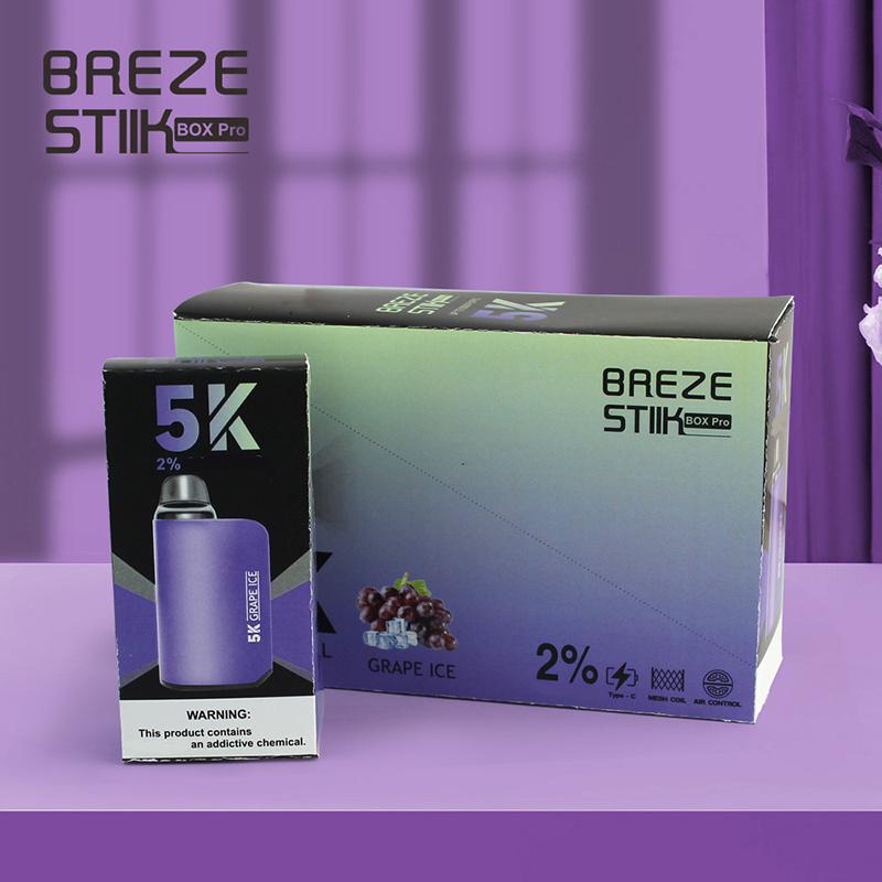 Breze Stiik Box Pro 5000 Puffs Vape Disposable Electronic Cigarettes Puff 5k 2% 5% 12ml Prefilled Pod Mesh Coil  Adjustable Airflow 950mah Rechargeable Battery Pen
