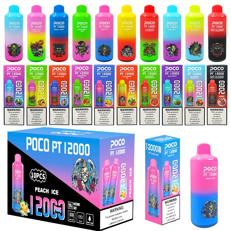 EU USA Warehouse Poco PT12000 Puffs Electronic Cigarette Wholesale Disposable Vape 22 ML Mesh Coil Pod 650mah Rechargeable Vapor Puff 12k Pen