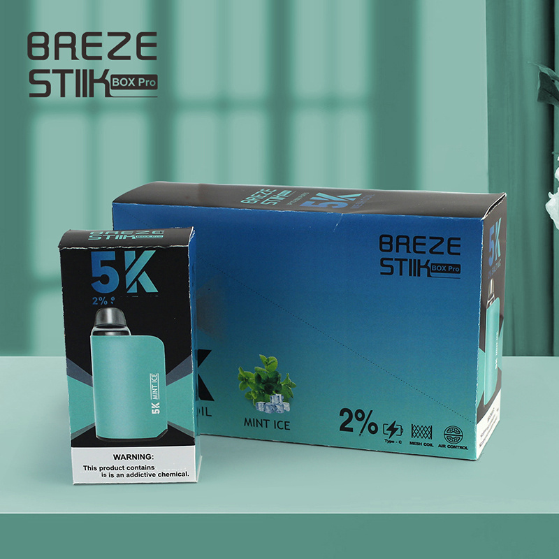 Breze Stiik Box Pro 5000 Puffs Vape Disposable Electronic Cigarettes Puff 5k 2% 5% 12ml Prefilled Pod Mesh Coil  Adjustable Airflow 950mah Rechargeable Battery Pen