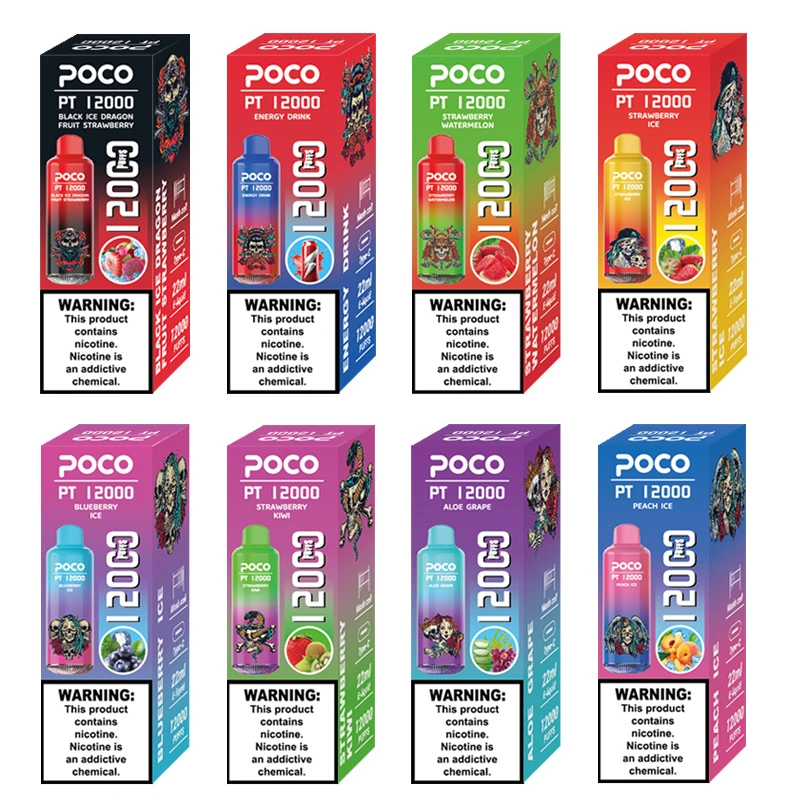 EU USA Warehouse Poco PT12000 Puffs Electronic Cigarette Wholesale Disposable Vape 22 ML Mesh Coil Pod 650mah Rechargeable Vapor Puff 12k Pen