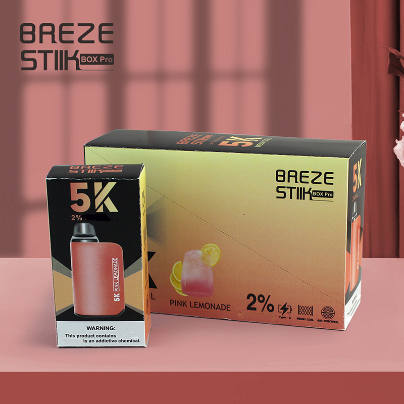 Breze Stiik Box Pro 5000 Puffs Vape Disposable Electronic Cigarettes Puff 5k 2% 5% 12ml Prefilled Pod Mesh Coil  Adjustable Airflow 950mah Rechargeable Battery Pen