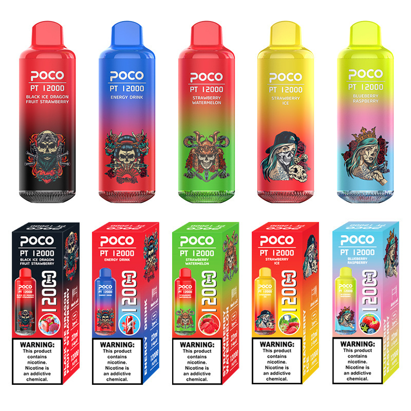 EU USA Warehouse Poco PT12000 Puffs Electronic Cigarette Wholesale Disposable Vape 22 ML Mesh Coil Pod 650mah Rechargeable Vapor Puff 12k Pen
