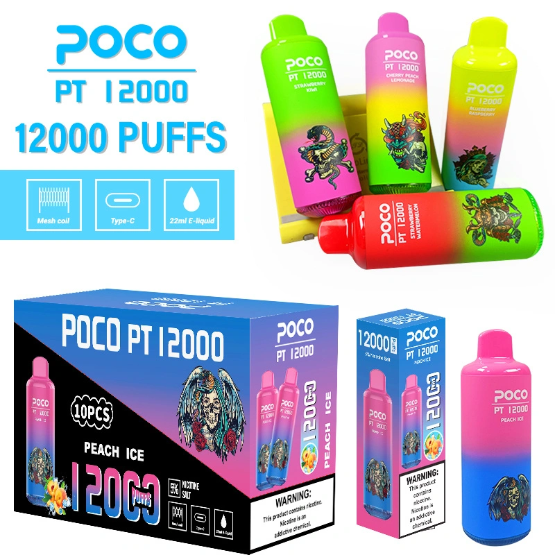 EU USA Warehouse Poco PT12000 Puffs Electronic Cigarette Wholesale Disposable Vape 22 ML Mesh Coil Pod 650mah Rechargeable Vapor Puff 12k Pen