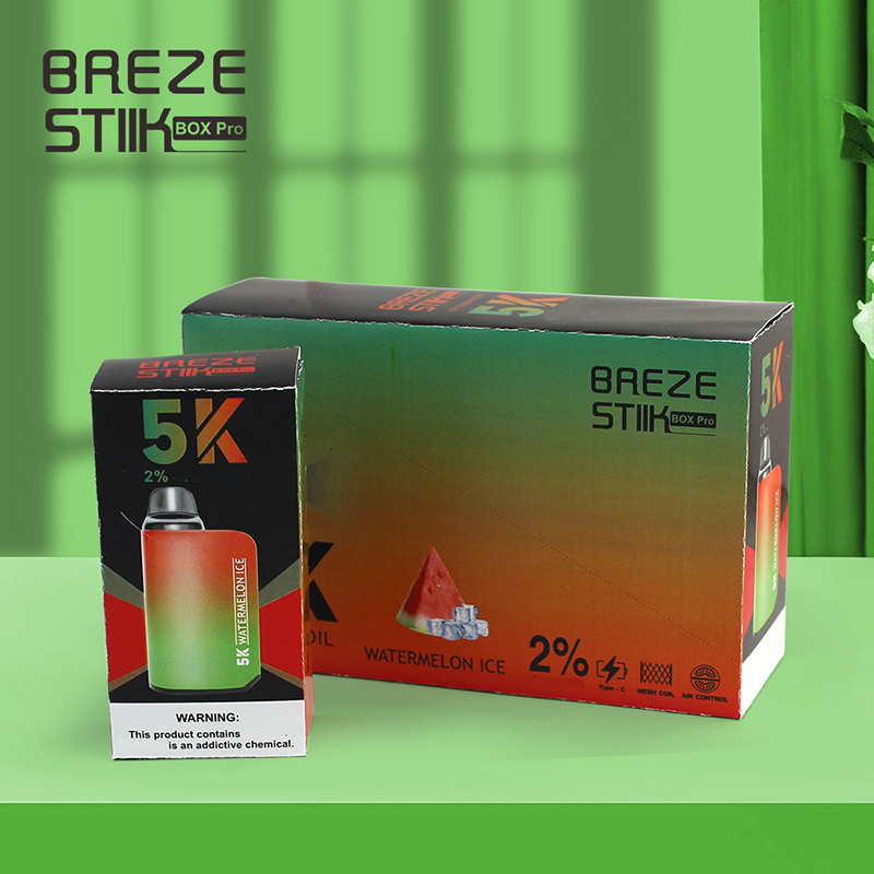 Breze Stiik Box Pro 5000 Puffs Vape Disposable Electronic Cigarettes Puff 5k 2% 5% 12ml Prefilled Pod Mesh Coil  Adjustable Airflow 950mah Rechargeable Battery Pen