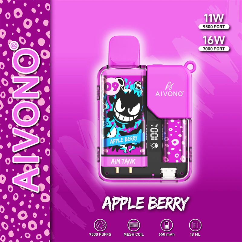 AIVONO Aim Tank 9500 Puffs Vape Disposable Electronic Cigarettes Puff 9.5k 0% 2% 3% 5% 18ml Pod 1.2ΩMesh Coil 650mah Rechargeable Battery LED DisplayPen