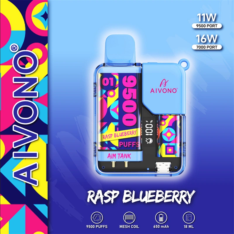 AIVONO Aim Tank 9500 Puffs Vape Disposable Electronic Cigarettes Puff 9.5k 0% 2% 3% 5% 18ml Pod 1.2ΩMesh Coil 650mah Rechargeable Battery LED DisplayPen