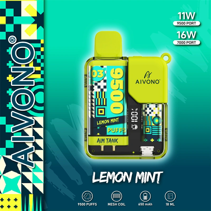 AIVONO Aim Tank 9500 Puffs Vape Disposable Electronic Cigarettes Puff 9.5k 0% 2% 3% 5% 18ml Pod 1.2ΩMesh Coil 650mah Rechargeable Battery LED DisplayPen