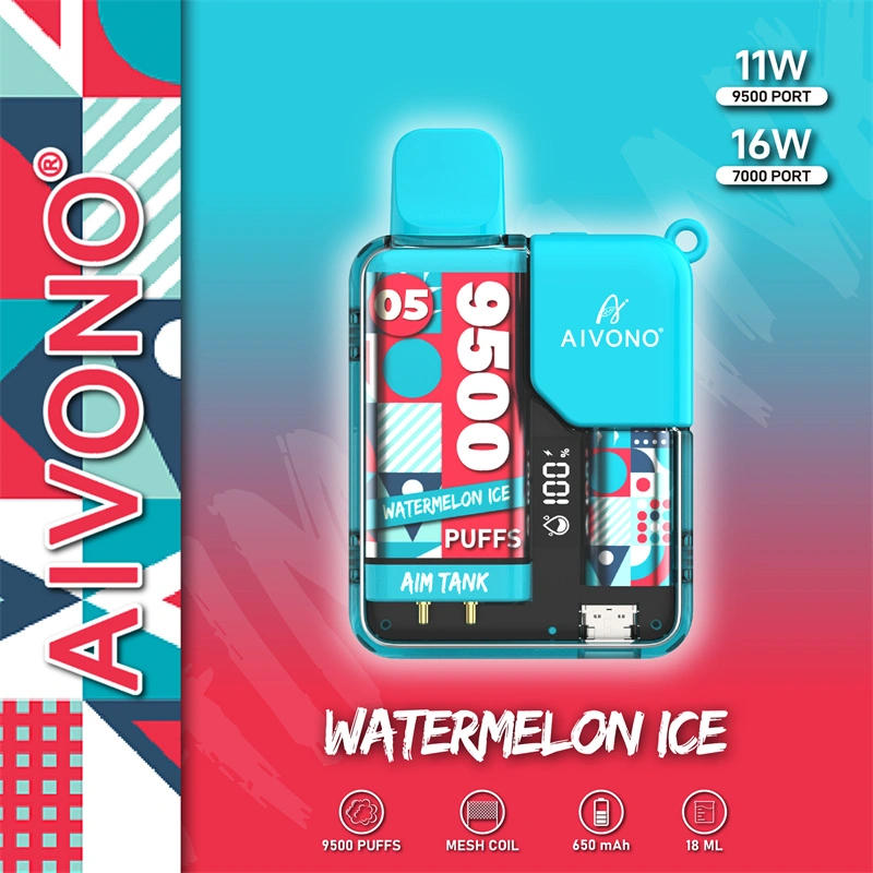 AIVONO Aim Tank 9500 Puffs Vape Disposable Electronic Cigarettes Puff 9.5k 0% 2% 3% 5% 18ml Pod 1.2ΩMesh Coil 650mah Rechargeable Battery LED DisplayPen