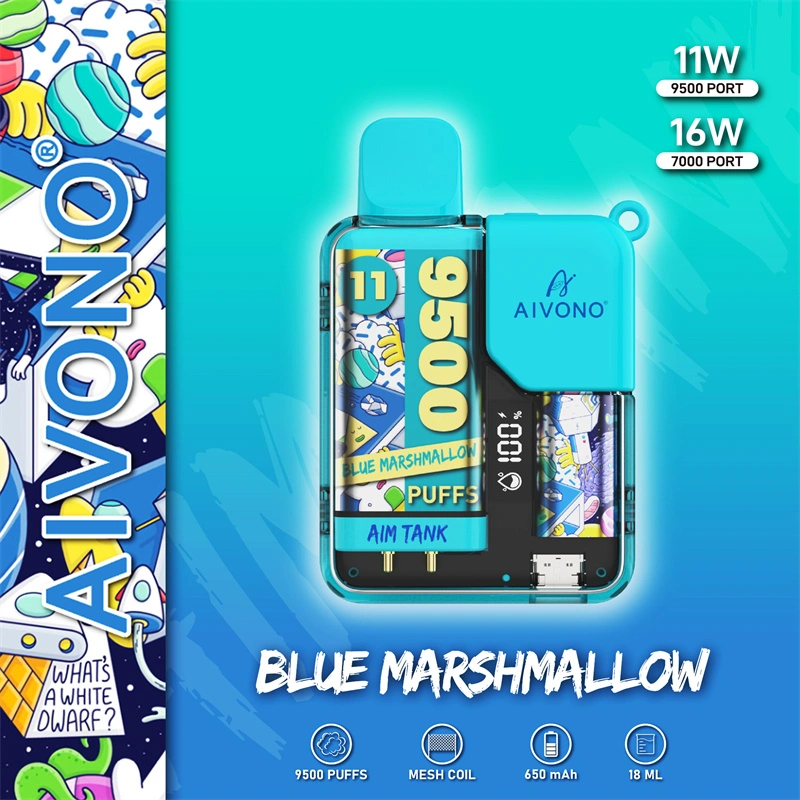 AIVONO Aim Tank 9500 Puffs Vape Disposable Electronic Cigarettes Puff 9.5k 0% 2% 3% 5% 18ml Pod 1.2ΩMesh Coil 650mah Rechargeable Battery LED DisplayPen