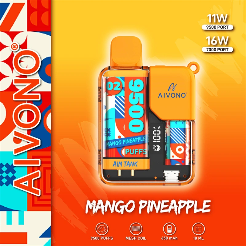 AIVONO Aim Tank 9500 Puffs Vape Disposable Electronic Cigarettes Puff 9.5k 0% 2% 3% 5% 18ml Pod 1.2ΩMesh Coil 650mah Rechargeable Battery LED DisplayPen
