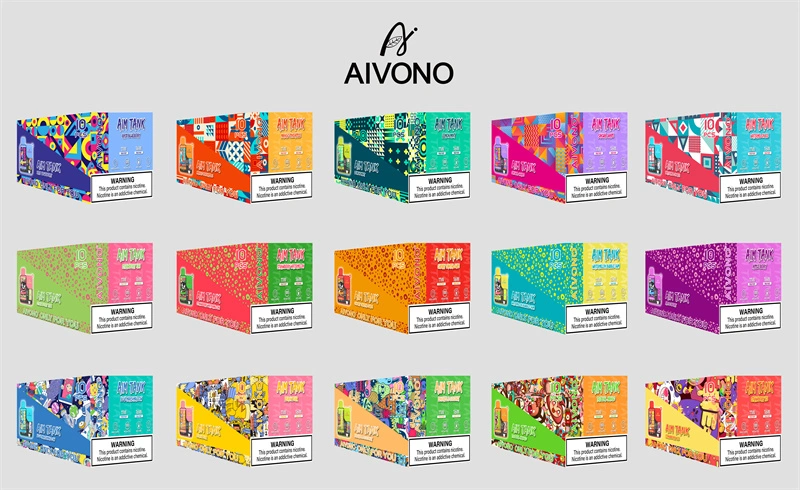 AIVONO Aim Tank 9500 Puffs Vape Disposable Electronic Cigarettes Puff 9.5k 0% 2% 3% 5% 18ml Pod 1.2ΩMesh Coil 650mah Rechargeable Battery LED DisplayPen