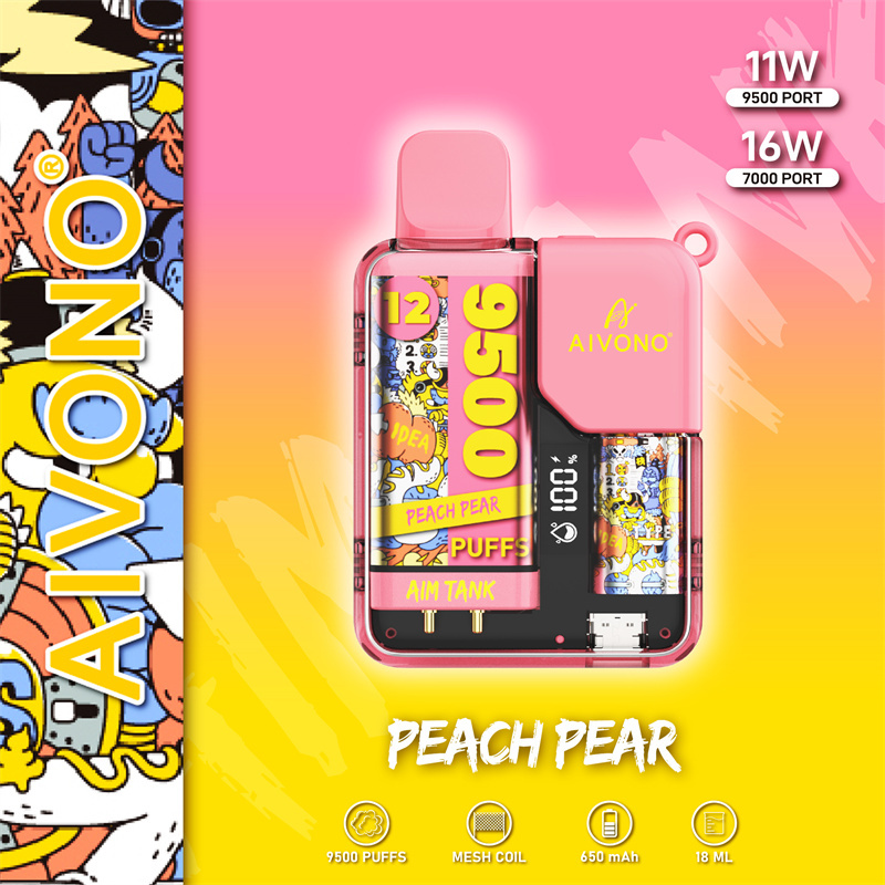 AIVONO Aim Tank 9500 Puffs Vape Disposable Electronic Cigarettes Puff 9.5k 0% 2% 3% 5% 18ml Pod 1.2ΩMesh Coil 650mah Rechargeable Battery LED DisplayPen