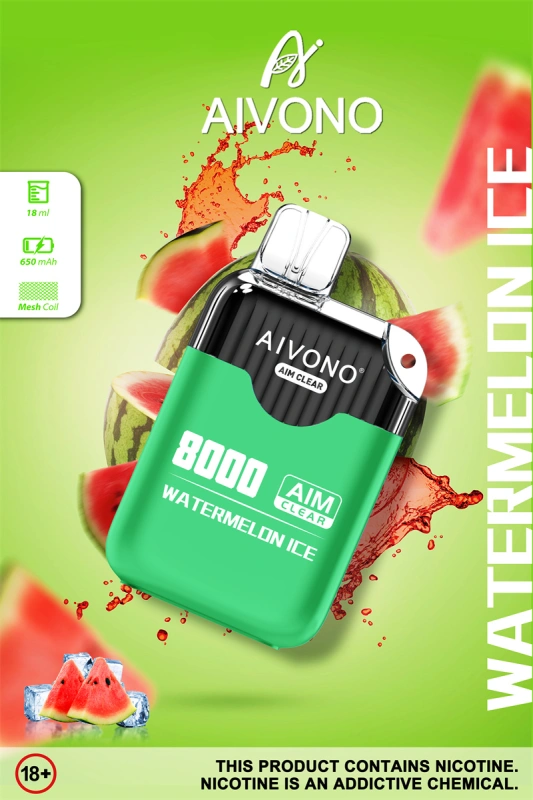 Aivono Aim Clear 8000 Puffs Vape Disposable Electronic Cigarettes Puff 8k 0% 2% 3% 5% 18ml Pod 1.2ΩMesh Coil 850mah Rechargeable Battery Pen