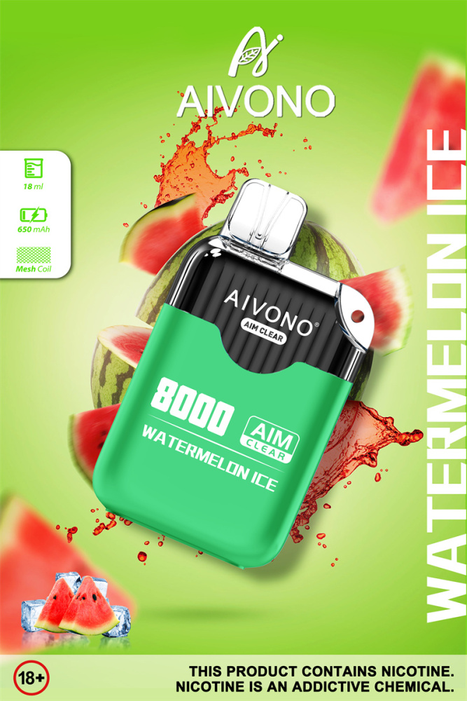 Aivono Aim Clear 8000 Puffs Vape Disposable Electronic Cigarettes Puff 8k 0% 2% 3% 5% 18ml Pod 1.2ΩMesh Coil 850mah Rechargeable Battery Pen