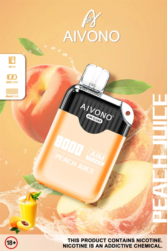 Aivono Aim Clear 8000 Puffs Vape Disposable Electronic Cigarettes Puff 8k 0% 2% 3% 5% 18ml Pod 1.2ΩMesh Coil 850mah Rechargeable Battery Pen