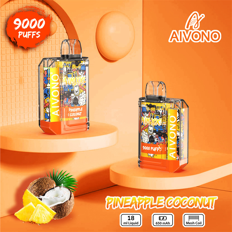 Aivono Aim XXL 9000 Puffs Vape Disposable Electronic Cigarettes Puff 9k 0% 2% 3% 5% 18ml Pod 1.2ΩMesh Coil 650mah Rechargeable Battery Pen