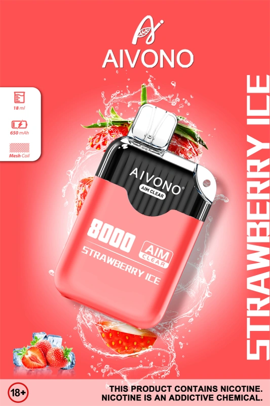 Aivono Aim Clear 8000 Puffs Vape Disposable Electronic Cigarettes Puff 8k 0% 2% 3% 5% 18ml Pod 1.2ΩMesh Coil 850mah Rechargeable Battery Pen