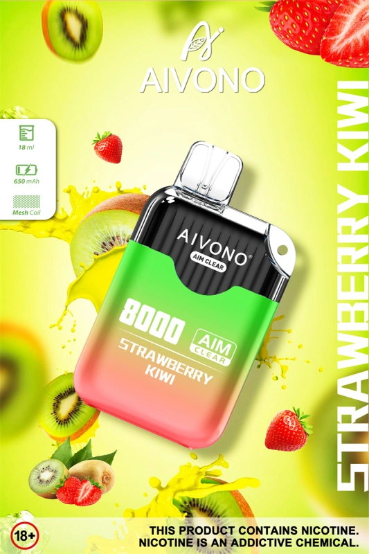 Aivono Aim Clear 8000 Puffs Vape Disposable Electronic Cigarettes Puff 8k 0% 2% 3% 5% 18ml Pod 1.2ΩMesh Coil 850mah Rechargeable Battery Pen