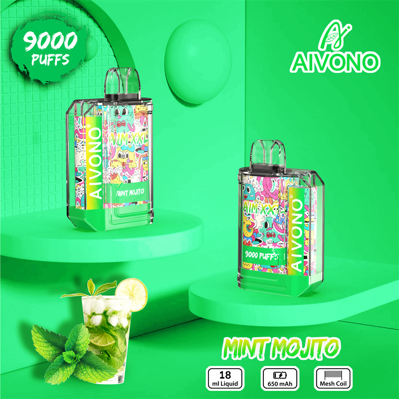 Aivono Aim XXL 9000 Puffs Vape Disposable Electronic Cigarettes Puff 9k 0% 2% 3% 5% 18ml Pod 1.2ΩMesh Coil 650mah Rechargeable Battery Pen