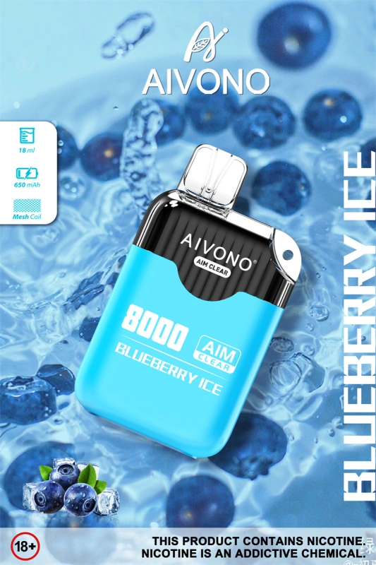 Aivono Aim Clear 8000 Puffs Vape Disposable Electronic Cigarettes Puff 8k 0% 2% 3% 5% 18ml Pod 1.2ΩMesh Coil 850mah Rechargeable Battery Pen