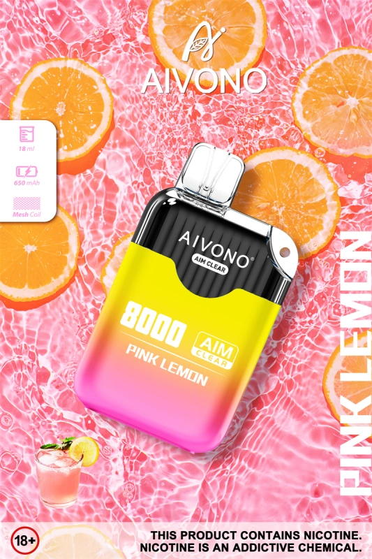 Aivono Aim Clear 8000 Puffs Vape Disposable Electronic Cigarettes Puff 8k 0% 2% 3% 5% 18ml Pod 1.2ΩMesh Coil 850mah Rechargeable Battery Pen