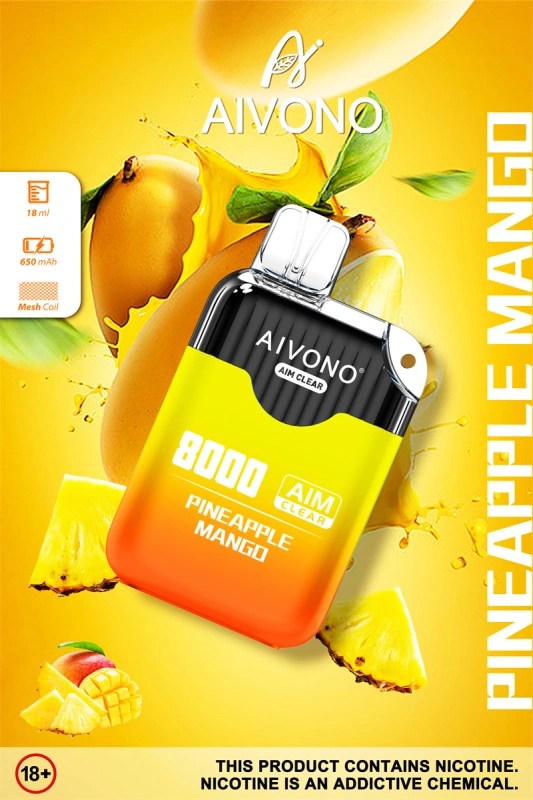 Aivono Aim Clear 8000 Puffs Vape Disposable Electronic Cigarettes Puff 8k 0% 2% 3% 5% 18ml Pod 1.2ΩMesh Coil 850mah Rechargeable Battery Pen