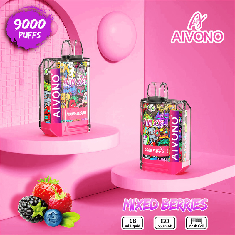 Aivono Aim XXL 9000 Puffs Vape Disposable Electronic Cigarettes Puff 9k 0% 2% 3% 5% 18ml Pod 1.2ΩMesh Coil 650mah Rechargeable Battery Pen