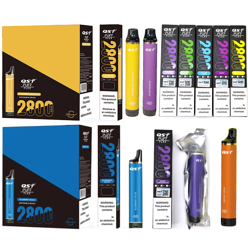 QST Puff Flex 2800 Puffs Vape Disposable Wholesale Electronic Cigarettes 0% 2% 3% 5% 8 ml Pod 850mah Battery Pen