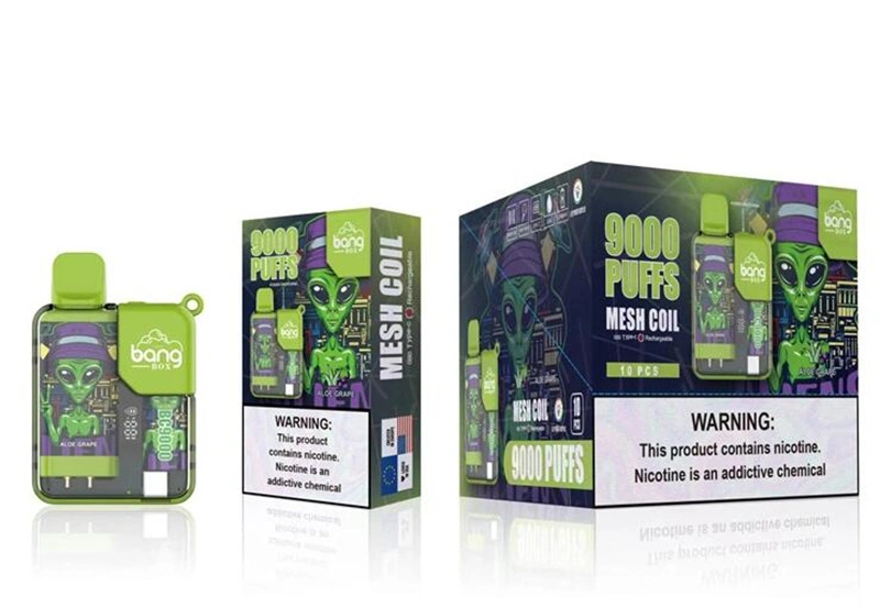 Bang Box 9000 Puffs Disposable Vape Electronic Cigarettes Puff 9k 0% 2% 3% 5% 16ml Prefilled Pod Mesh Coil 550mah Rechargeable Battery LED Power Display Pen