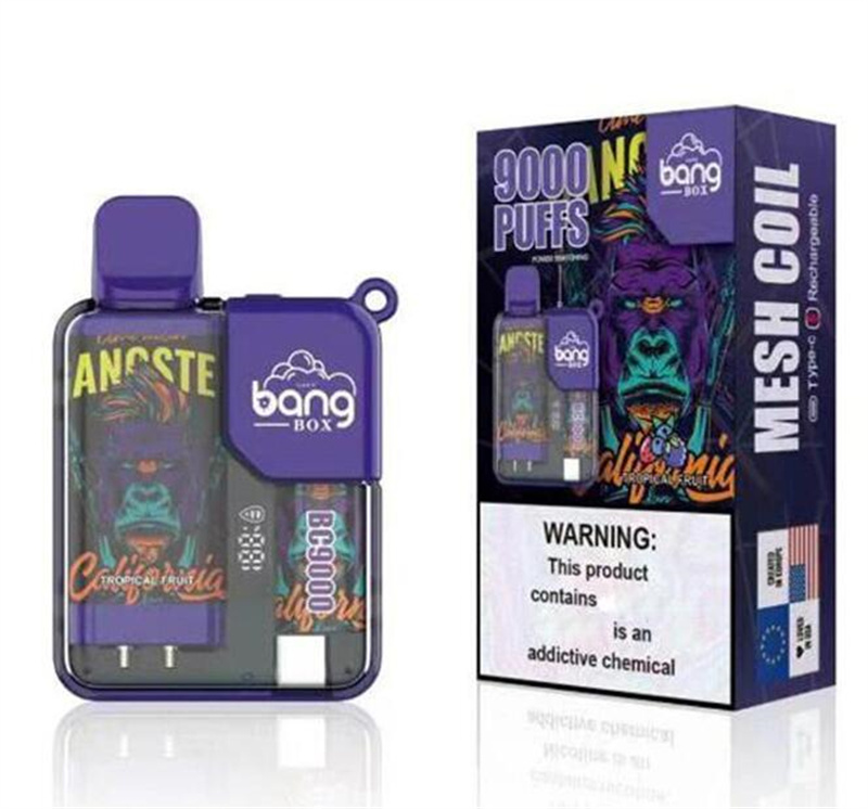 Bang Box 9000 Puffs Disposable Vape Electronic Cigarettes Puff 9k 0% 2% 3% 5% 16ml Prefilled Pod Mesh Coil 550mah Rechargeable Battery LED Power Display Pen