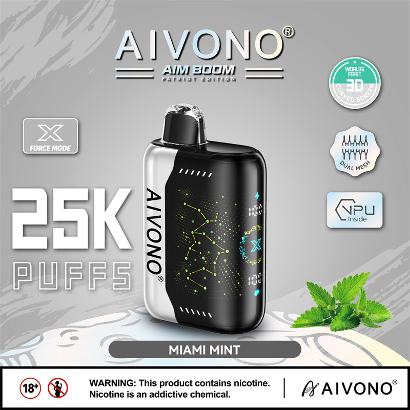 Aivono Aim Boom 25000 Puffs Smart Screen Vape Disposable Wholesale Electronic Cigarettes Puff 25k 0% 2% 3% 5% 28ml Pod Mesh Coil Star Flexible Screen 650mah Rechargeable Battery Adjustable Airflow Pen