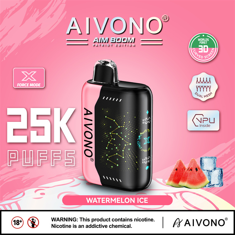 Aivono Aim Boom 25000 Puffs Smart Screen Vape Disposable Wholesale Electronic Cigarettes Puff 25k 0% 2% 3% 5% 28ml Pod Mesh Coil Star Flexible Screen 650mah Rechargeable Battery Adjustable Airflow Pen