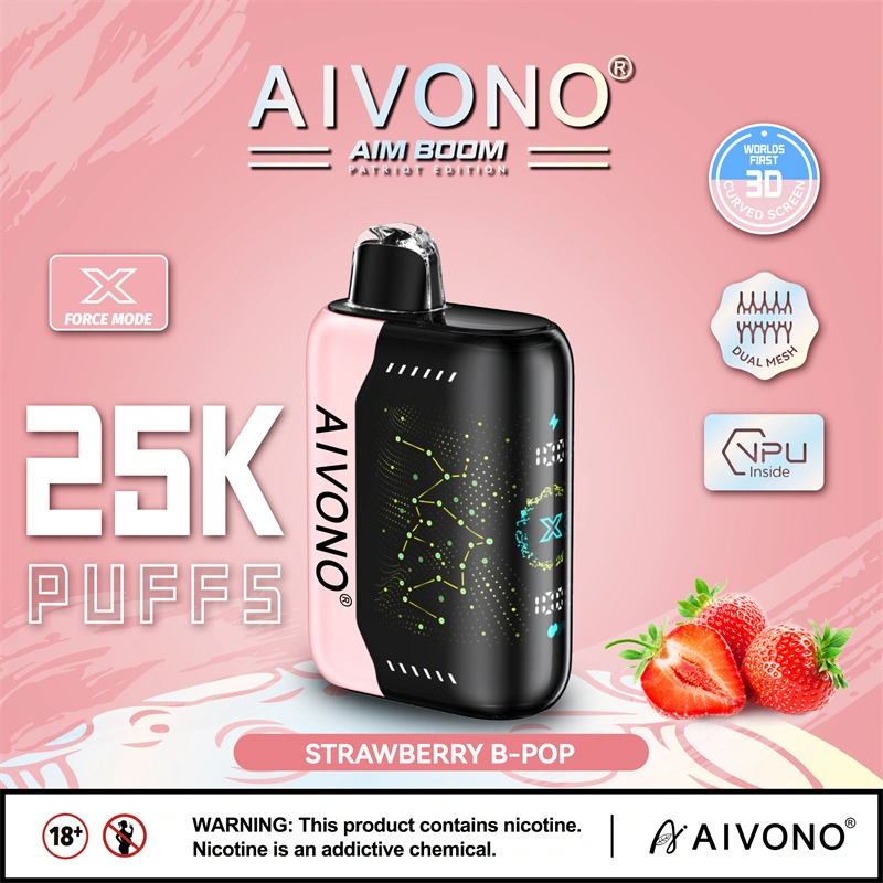 Aivono Aim Boom 25000 Puffs Smart Screen Vape Disposable Wholesale Electronic Cigarettes Puff 25k 0% 2% 3% 5% 28ml Pod Mesh Coil Star Flexible Screen 650mah Rechargeable Battery Adjustable Airflow Pen