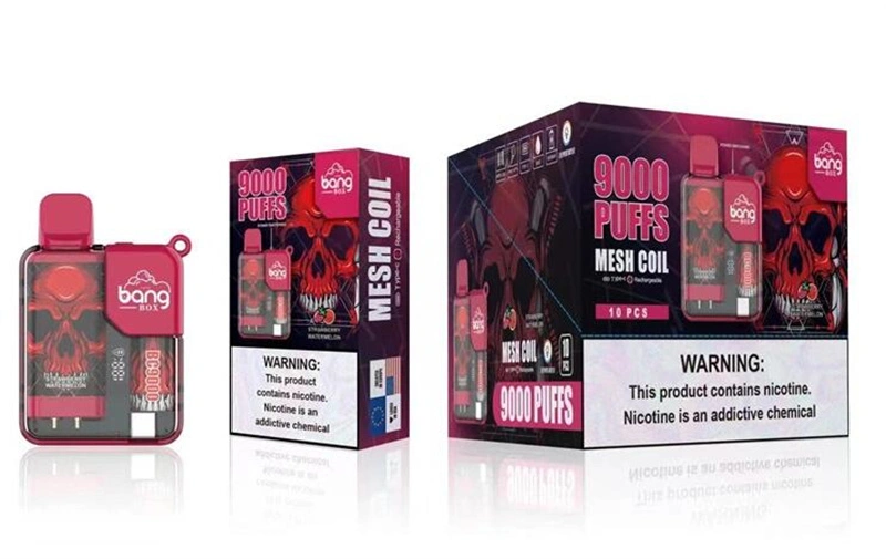 Bang Box 9000 Puffs Disposable Vape Electronic Cigarettes Puff 9k 0% 2% 3% 5% 16ml Prefilled Pod Mesh Coil 550mah Rechargeable Battery LED Power Display Pen