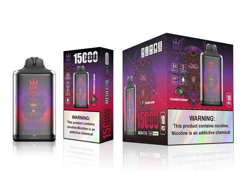 Bang Box 15000 Puffs Disposable Vape E Cigarettes 0% 2% 3% 5% Puff 15k 25ml Prefilled Pod 1.0ohm Mesh Coil 650mah Rechargeable Battery Vaper Pen