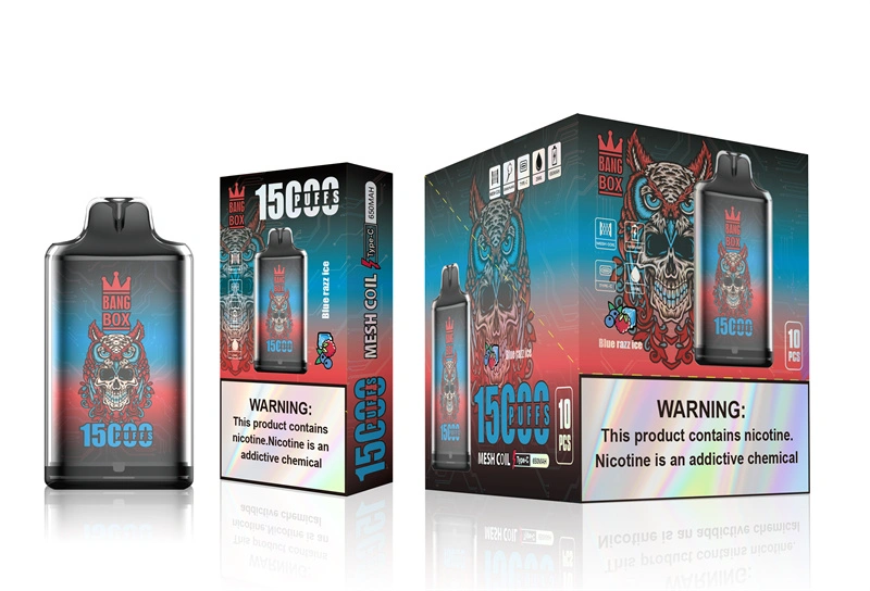 Bang Box 15000 Puffs Disposable Vape E Cigarettes 0% 2% 3% 5% Puff 15k 25ml Prefilled Pod 1.0ohm Mesh Coil 650mah Rechargeable Battery Vaper Pen