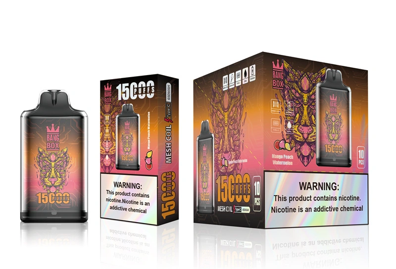 Bang Box 15000 Puffs Disposable Vape E Cigarettes 0% 2% 3% 5% Puff 15k 25ml Prefilled Pod 1.0ohm Mesh Coil 650mah Rechargeable Battery Vaper Pen