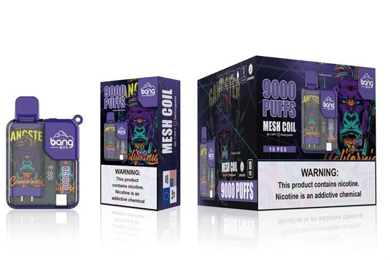 Bang Box 9000 Puffs Disposable Vape Electronic Cigarettes Puff 9k 0% 2% 3% 5% 16ml Prefilled Pod Mesh Coil 550mah Rechargeable Battery LED Power Display Pen