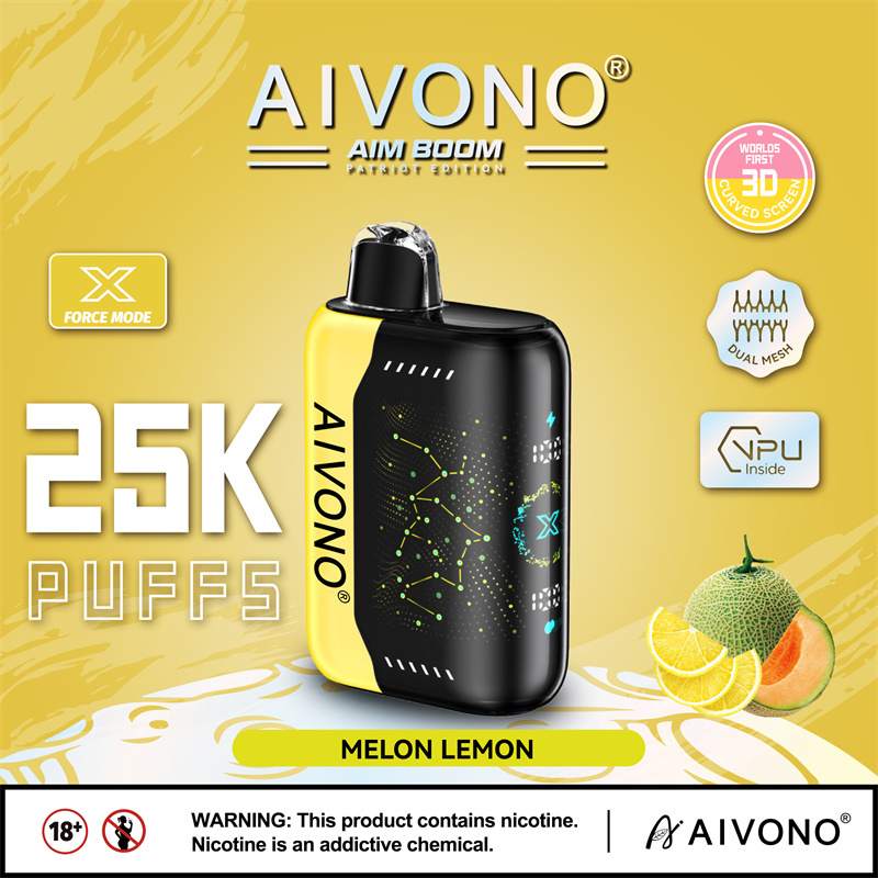 Aivono Aim Boom 25000 Puffs Smart Screen Vape Disposable Wholesale Electronic Cigarettes Puff 25k 0% 2% 3% 5% 28ml Pod Mesh Coil Star Flexible Screen 650mah Rechargeable Battery Adjustable Airflow Pen