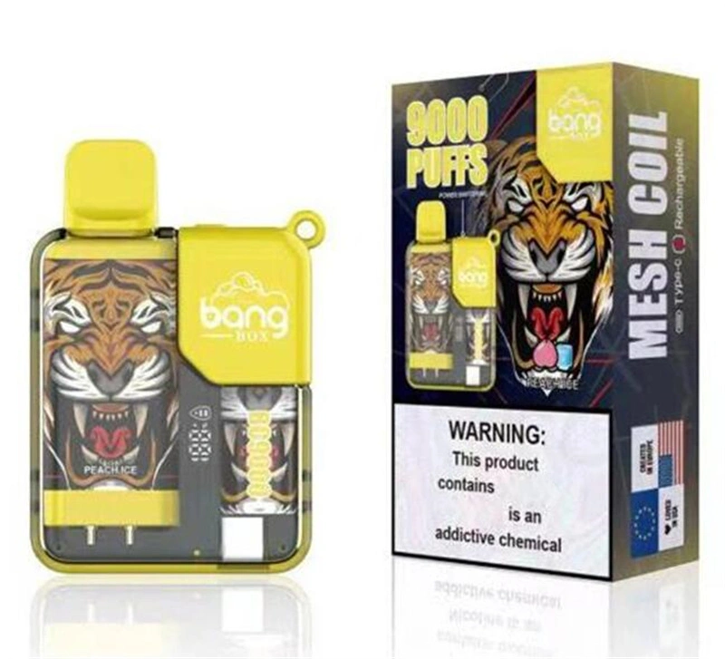 Bang Box 9000 Puffs Disposable Vape Electronic Cigarettes Puff 9k 0% 2% 3% 5% 16ml Prefilled Pod Mesh Coil 550mah Rechargeable Battery LED Power Display Pen